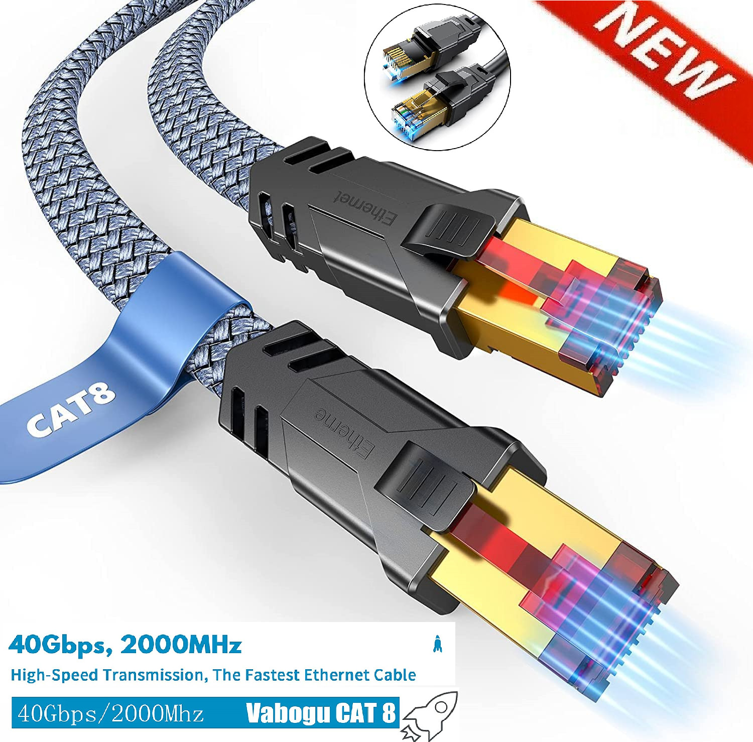 CAT8 Ethernet Cable Cord Patch Copper 24AWG SFTP Shielded RJ-45 6ft – 35FT Lot