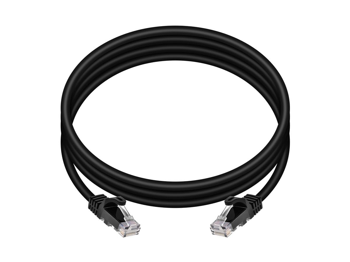 Cat6 7Ft Black 12-Pk Patch Cable UTP 24AWG 550Mhz Pure Bare Copper Snagless RJ45