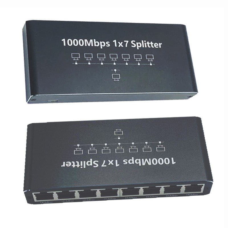 RJ45 Gigabit Ethernet Splitter 1000Mbps LAN Network Internet 1 to 7 Out Adapter