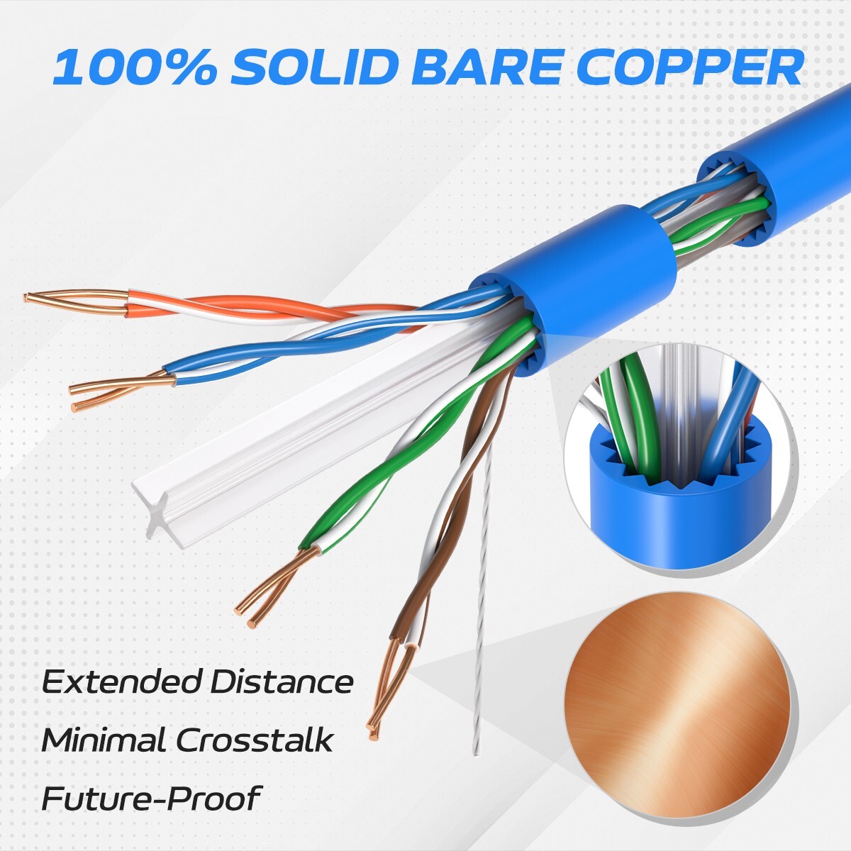 CAT6A 1000ft Red Ethernet Cable 23AWG 10Gbps Solid Bare Copper High-Speed Wire