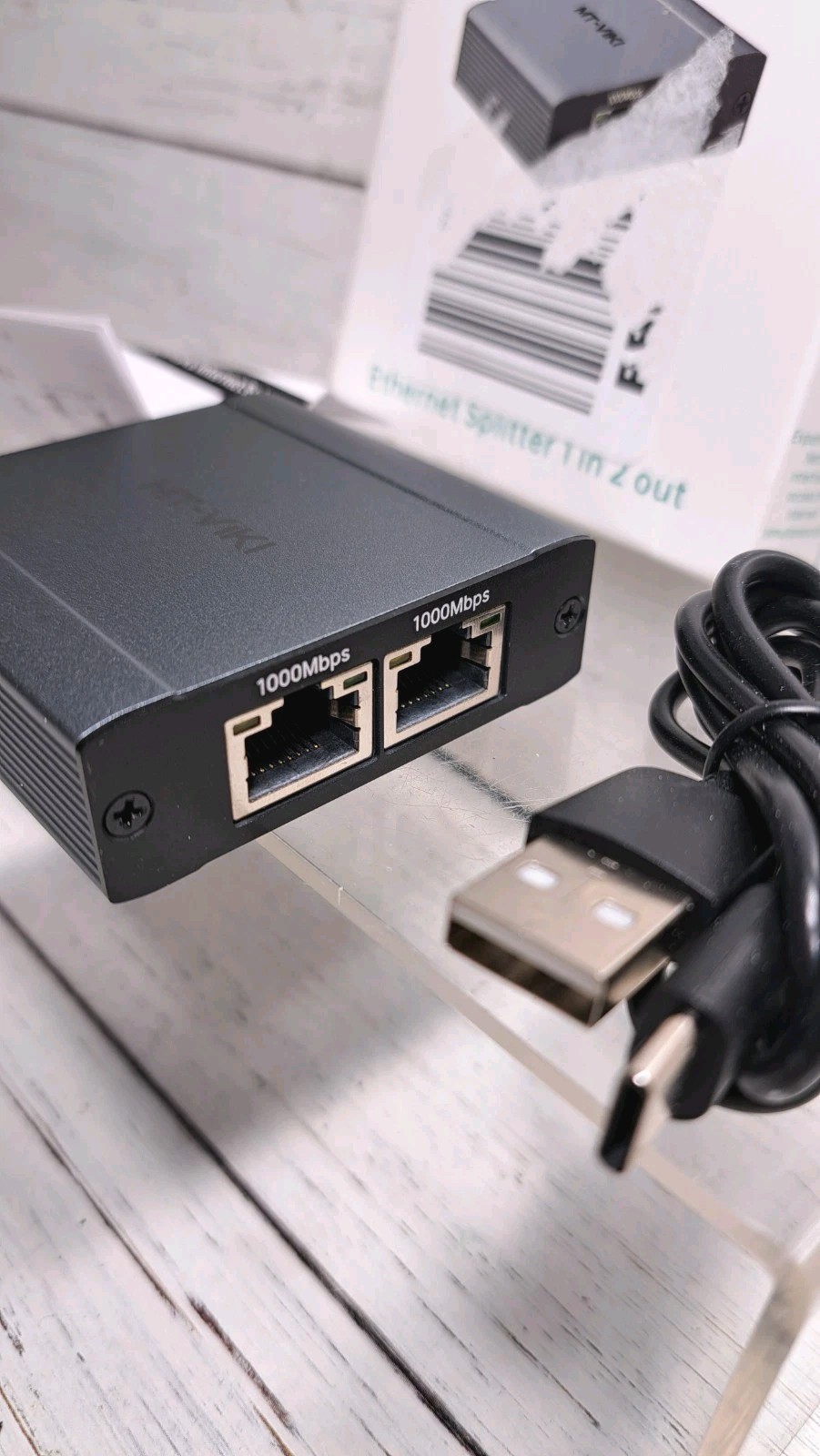 Ethernet Splitter 1 to 2 High Speed 1000Mbps, Gigabit Dual RJ45 Splitter Adapter