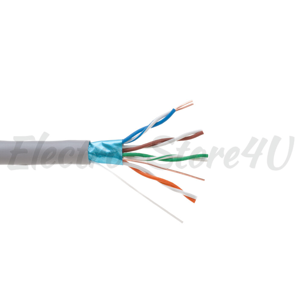SHIELDED CAT5e 1000ft FTP Bulk Ethernet Cable Solid Network Wire RJ45 LAN 24 AWG