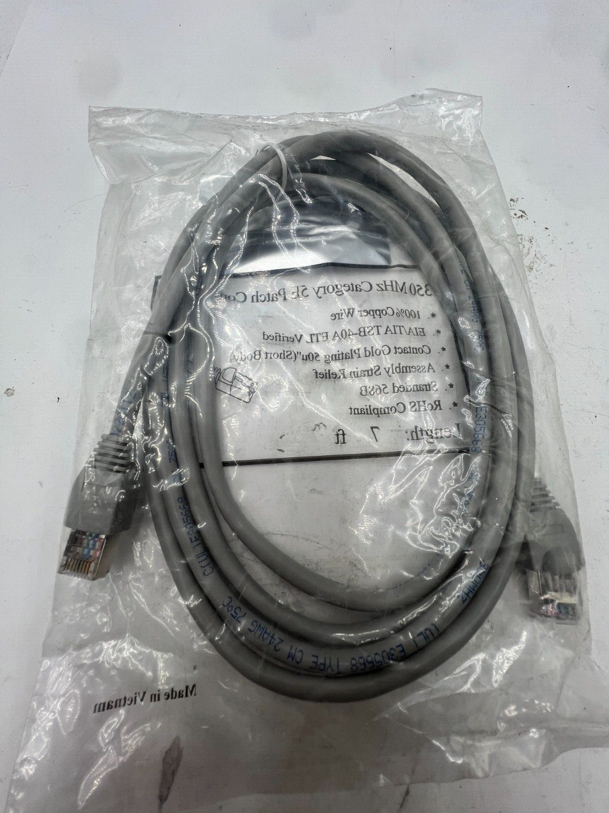 Qty 2 350 Mhz Category 5E Ethernet Patch Cable Cord CBL-CAT5E-7 7ft Copper