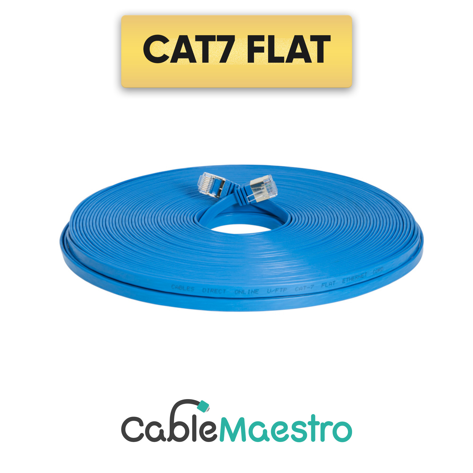 CAT7 Ethernet Cable Patch FLAT LAN Gold Plated U/FTP Shielded RJ45 6-100FT Lot