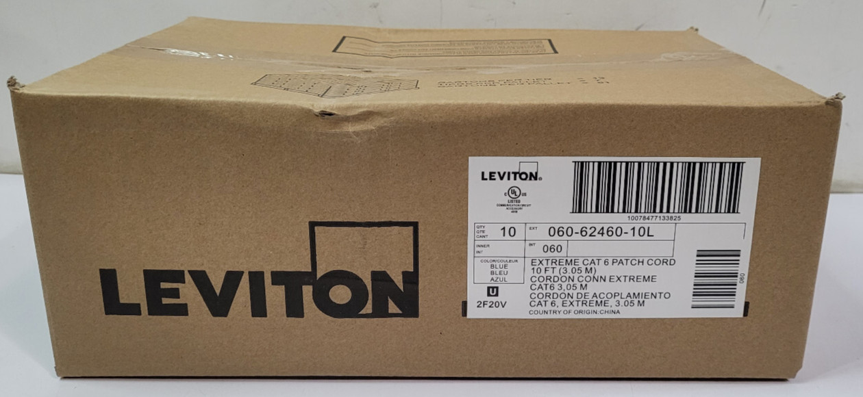 10-PACK LEVITON Extreme CAT 6 Patch Cord 10ft (3.05M) 060-62460-10L