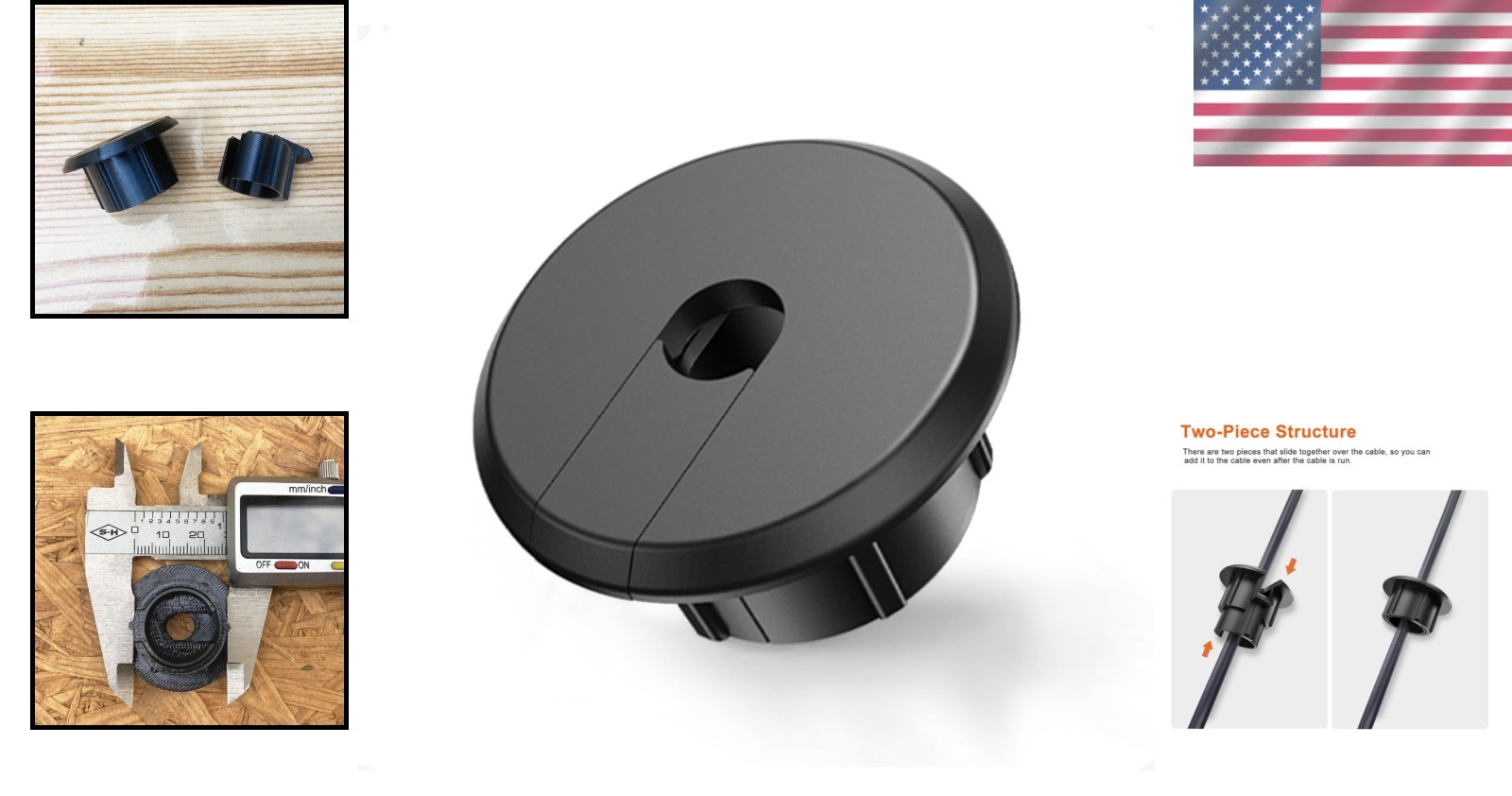 Wall Bushing Grommet for Starlink Cables – 1″ Hole, Elegant Black Design