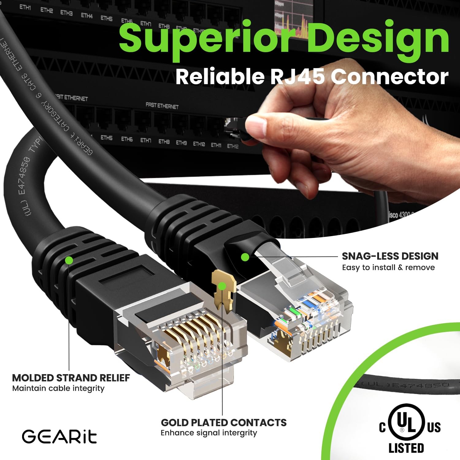 Cat 6 Ethernet Patch Cable 3 ft Black (10 Pack) Cat6 Patch Cables 3ft Black/E…
