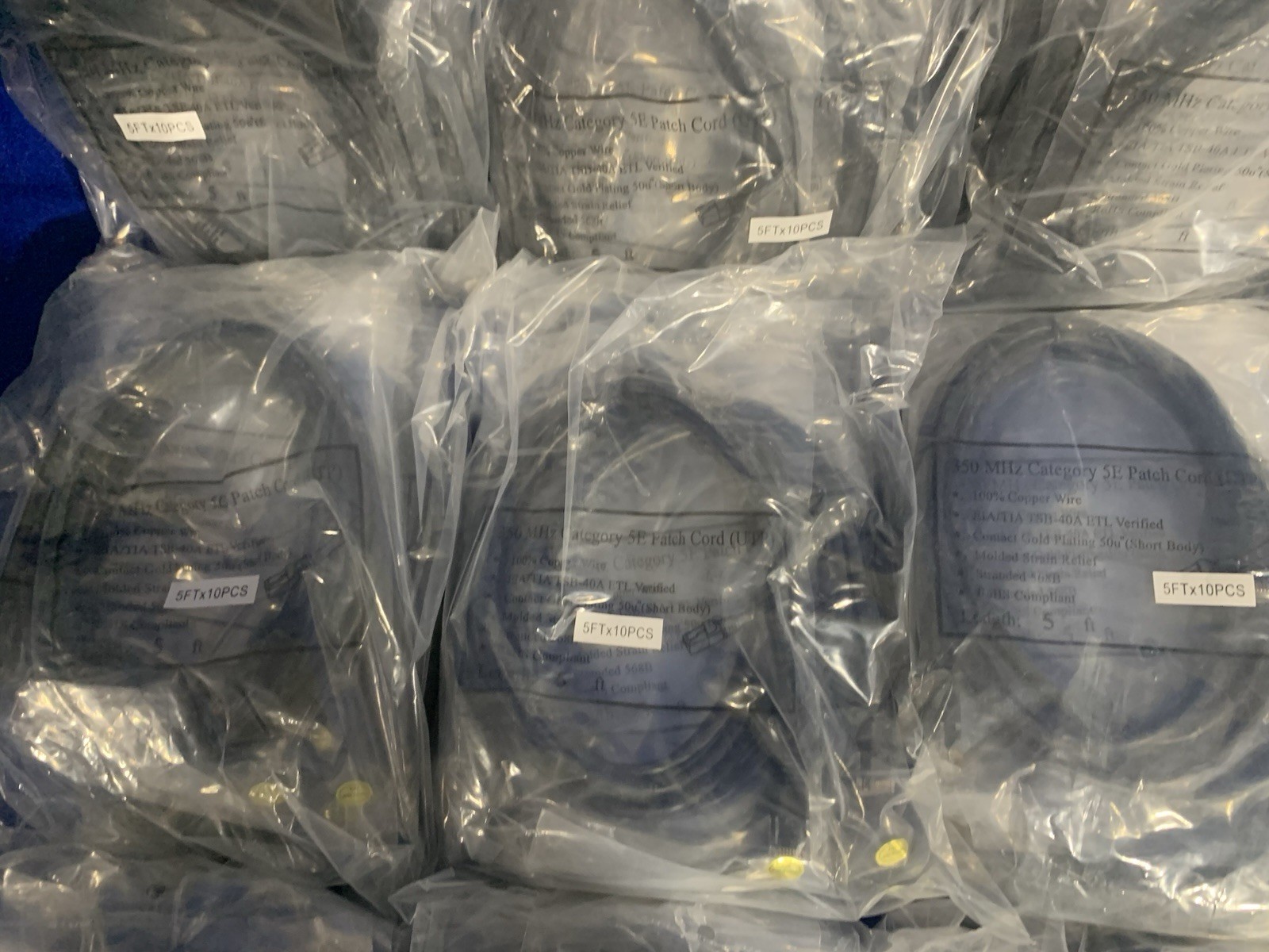 5 Foot Ethernet Network Cable Cat5e Patch Cord LAN – Pack of 10 x15 – New Sealed