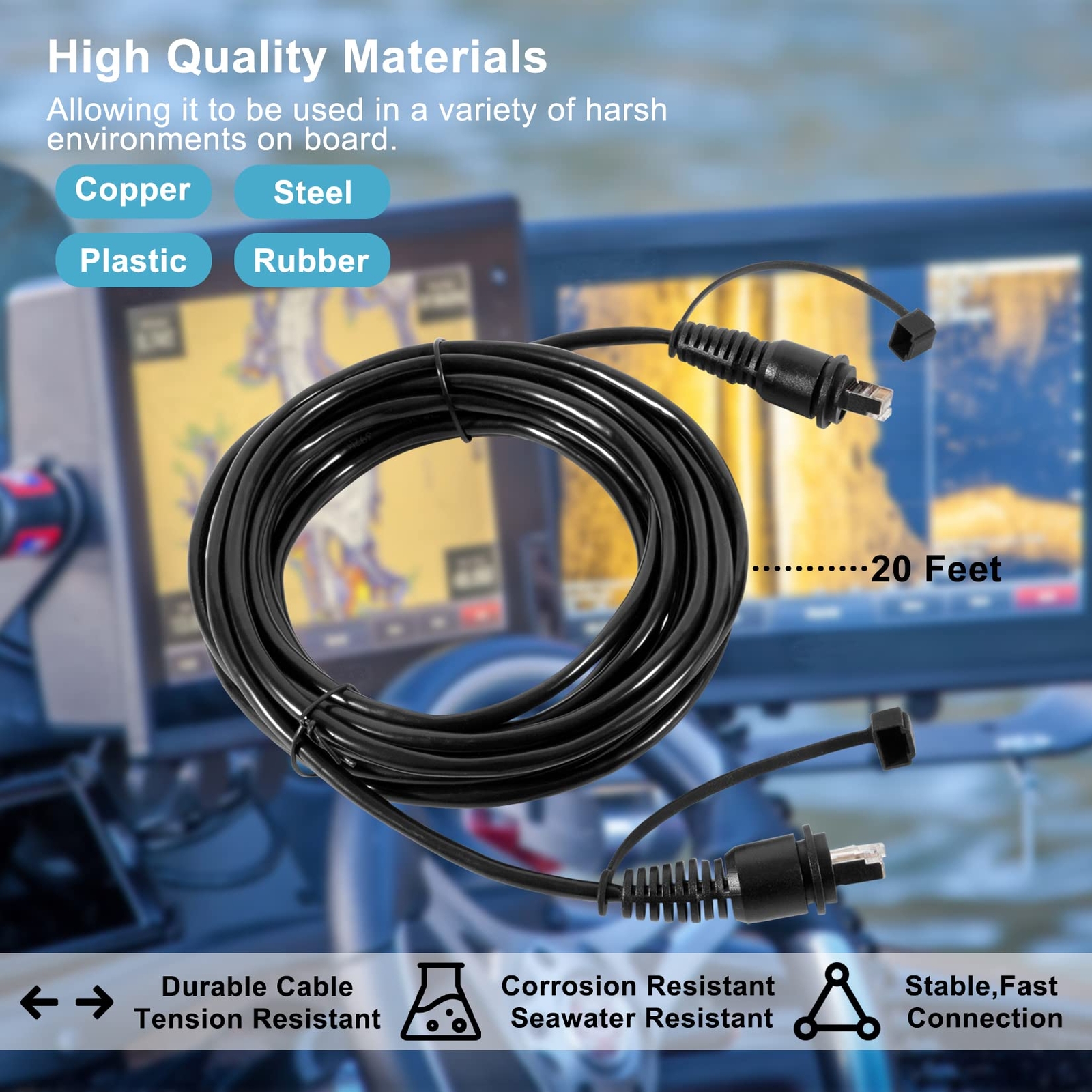 010-10551-00 Marine Network Cable 20 Feet RJ45 Compatible with Garmin Devices