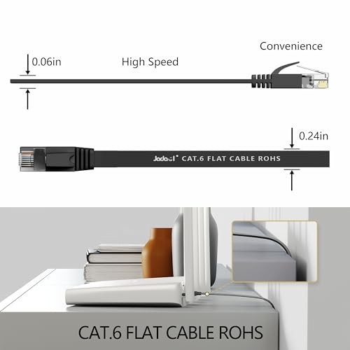 Jadaol Cat 6 Ethernet Cable 50 ft with Cable Clips 10Gbps Support Cat8 Cat7