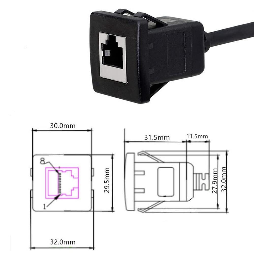 Cat5e Rj45 Square Flush Mount Cable Rj45 Male To Female Shielded Ethernet Networ