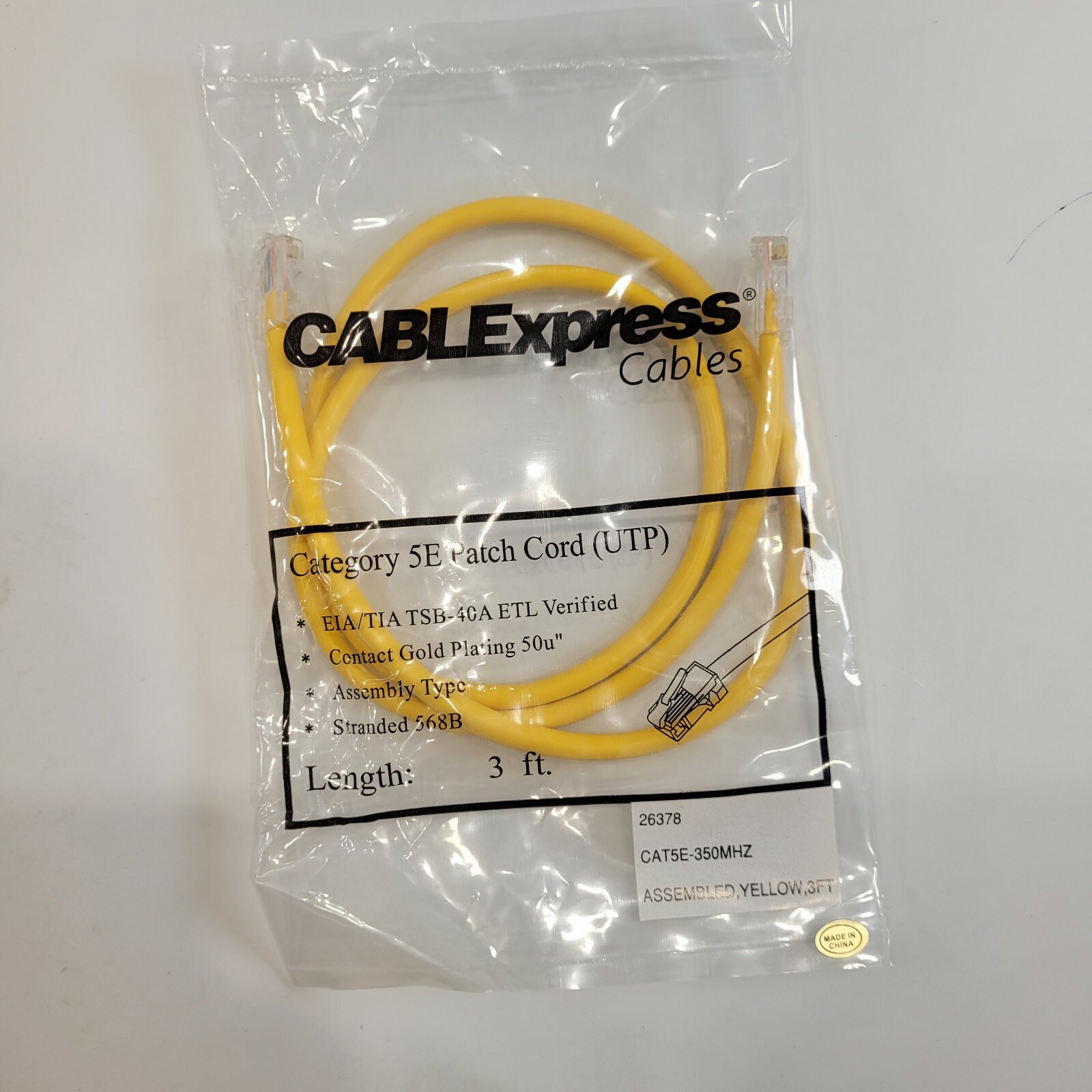 SET OF 10 CABELEXPRESS CAT 5e Patch CORD UTP YELLOW 3 FT CAT5e 350Mhz RoHS