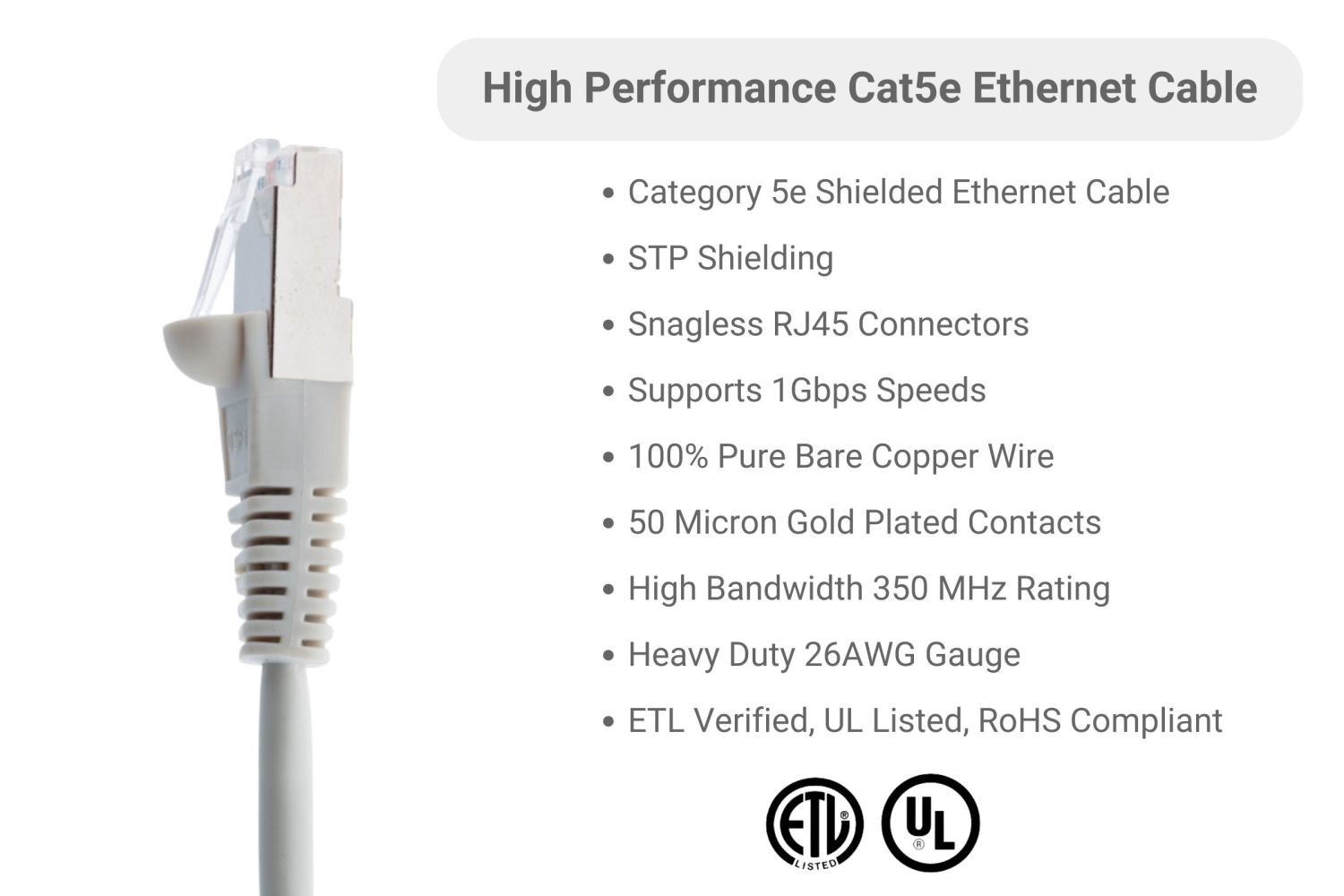 CAT5e Shielded Ethernet Patch Cable, Snagless, 150 Foot – Lifetime Warranty