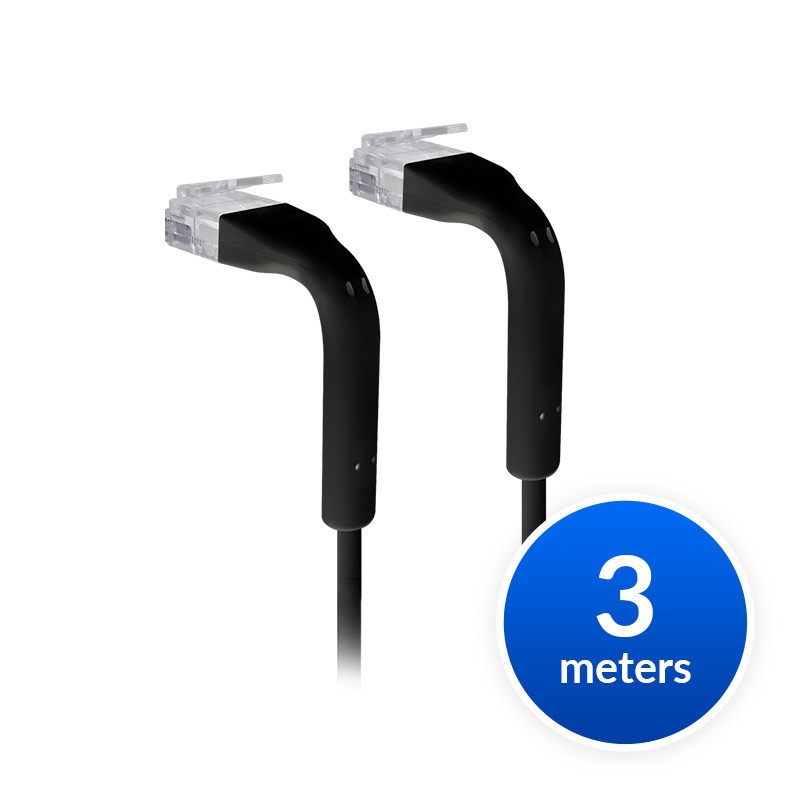 Ubiquiti UniFi Patch Cable Single Unit 3m Black End Bendable to 90 Degree