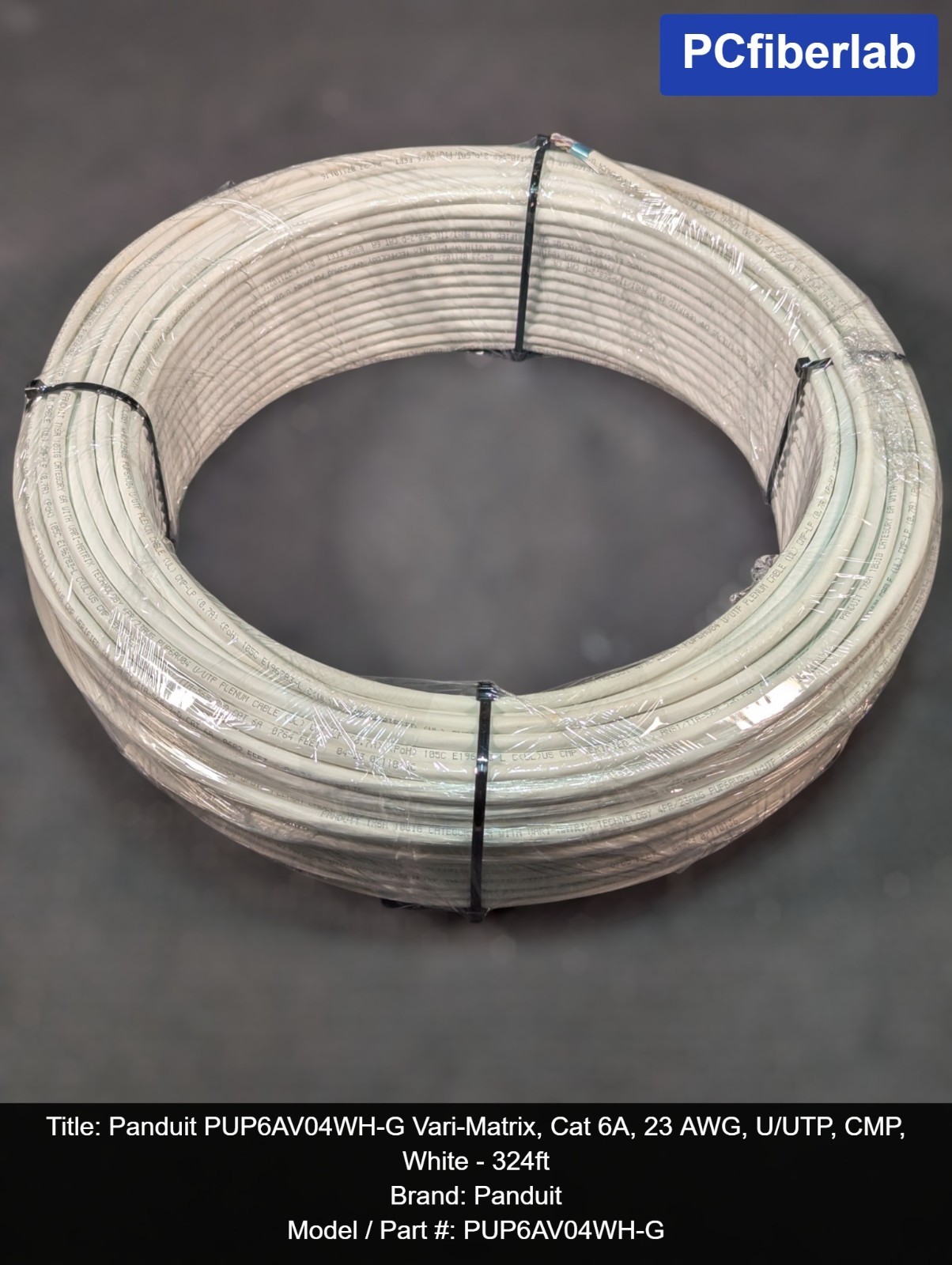 Panduit TX6A 10G Vari-Matrix, Plenum U/UTP, CMP Cat 6A, 4/23 AWG, White – 324Ft