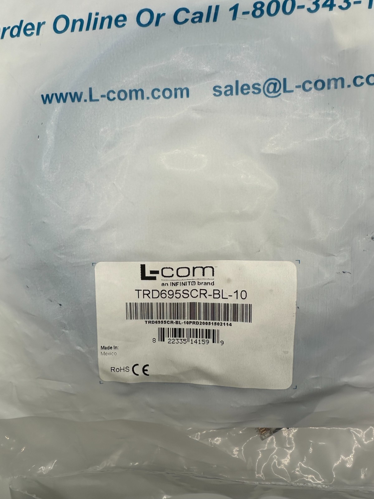 TRD695SCR-BL-10 Shielded Cat 6 Cable, RJ45 / RJ45 PVC Jacket, Blue 10.0 ft L-Com