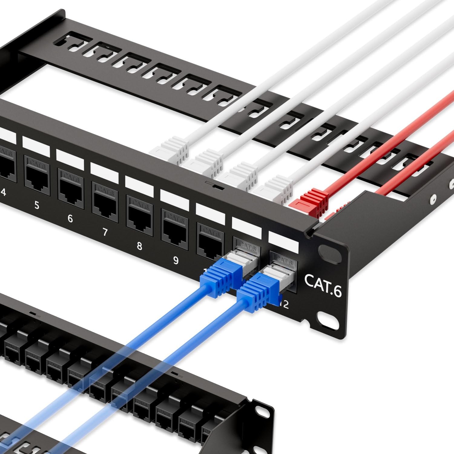 10gbps Patch Panel 12 Port 10inch Through Coupler Rj45 Cat6 Patch Panel With Bac