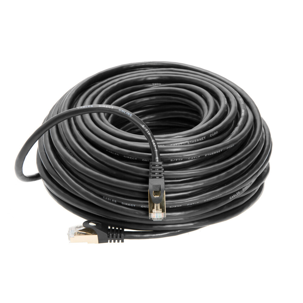 Cat7 S/FTP Ethernet Patch Cable High-Speed 600MHz Black 30-200FT Multi Pack LOT