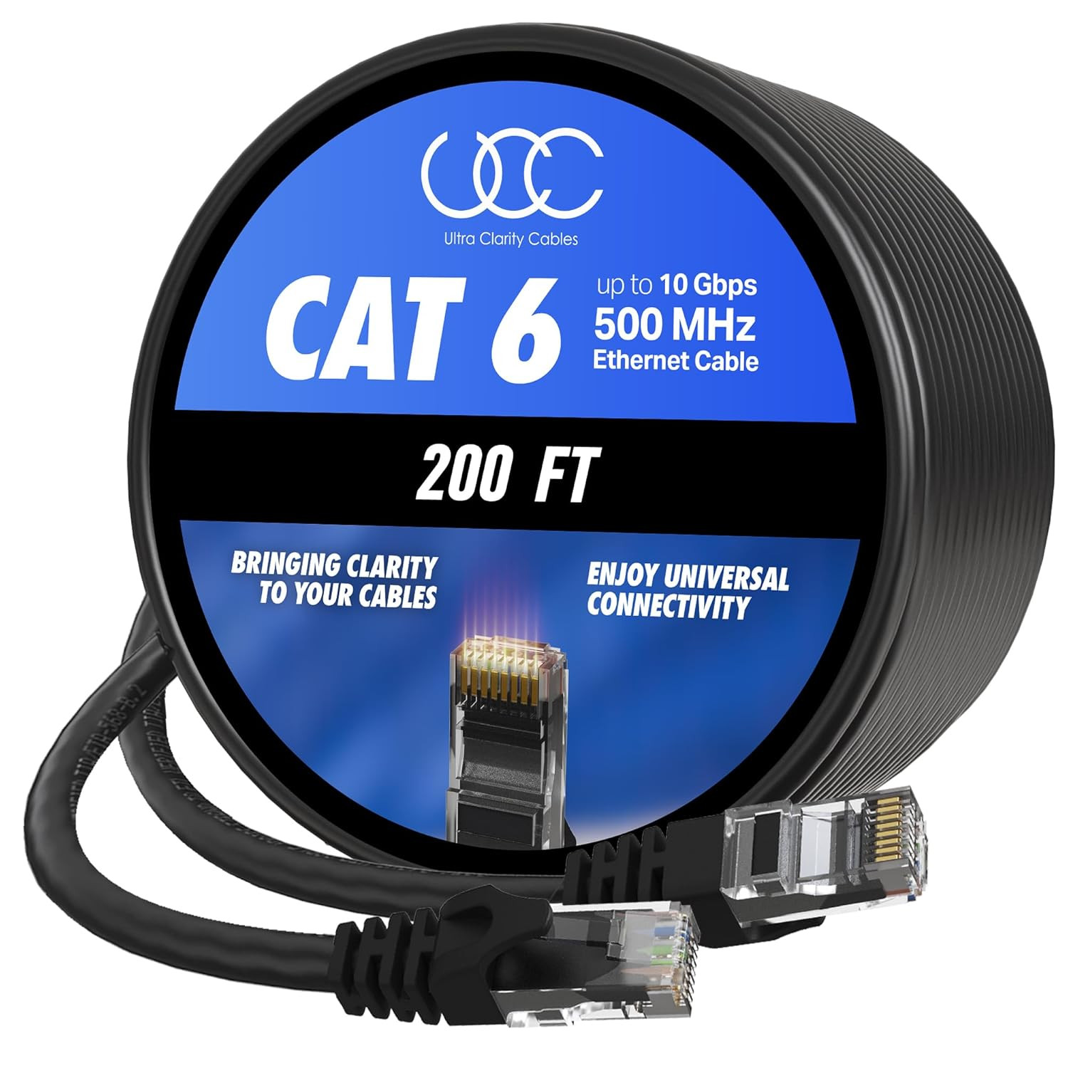 Ultra Clarity Cables Cat 6 Ethernet Cable 200 Ft, Outdoor&Indoor 10Gbps Ethernet