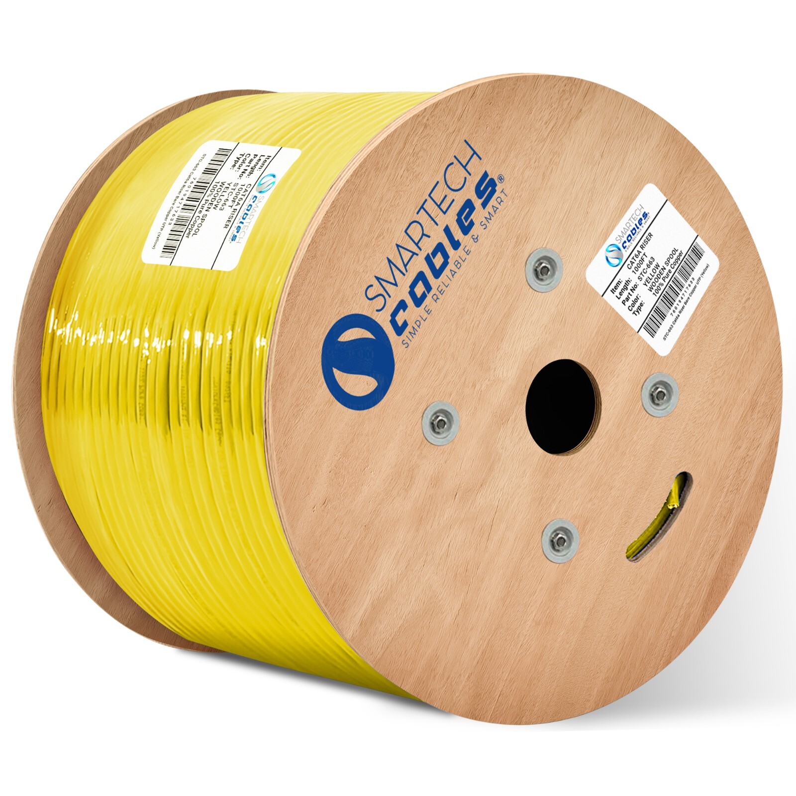 Cat6A Riser Cable 880ft, Bare Copper CMR Rated, 23AWG UTP, 750MHz PoE++, 10Gbps