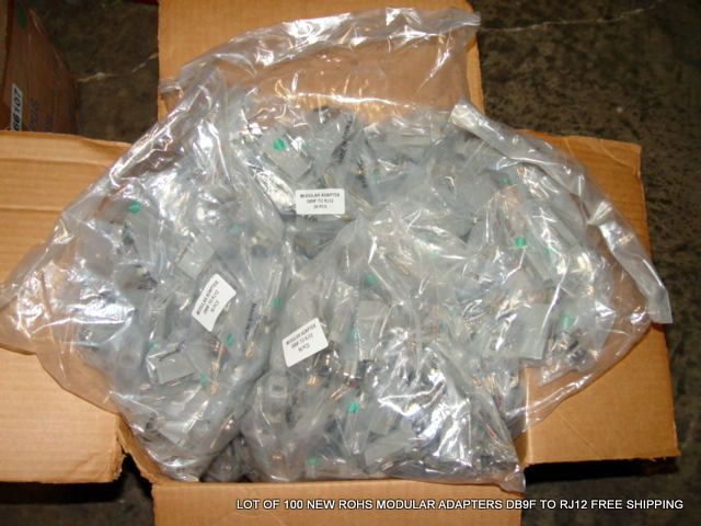 LOT OF 100 NEW ROHS MODULAR ADAPTERS DB9F TO RJ12 FREE SHIPPING