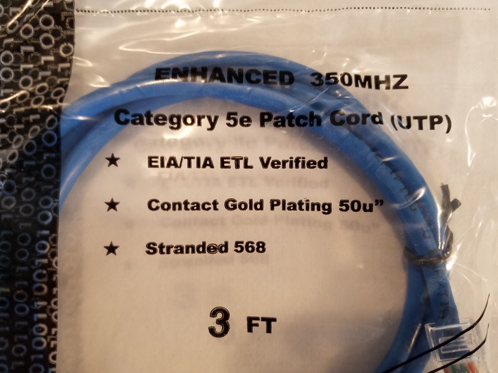 Cat5e Patch Cords 3 FT. UTP Enhanced 350MHZ EIA/TIA ETL Verified QUANTITY OF 10