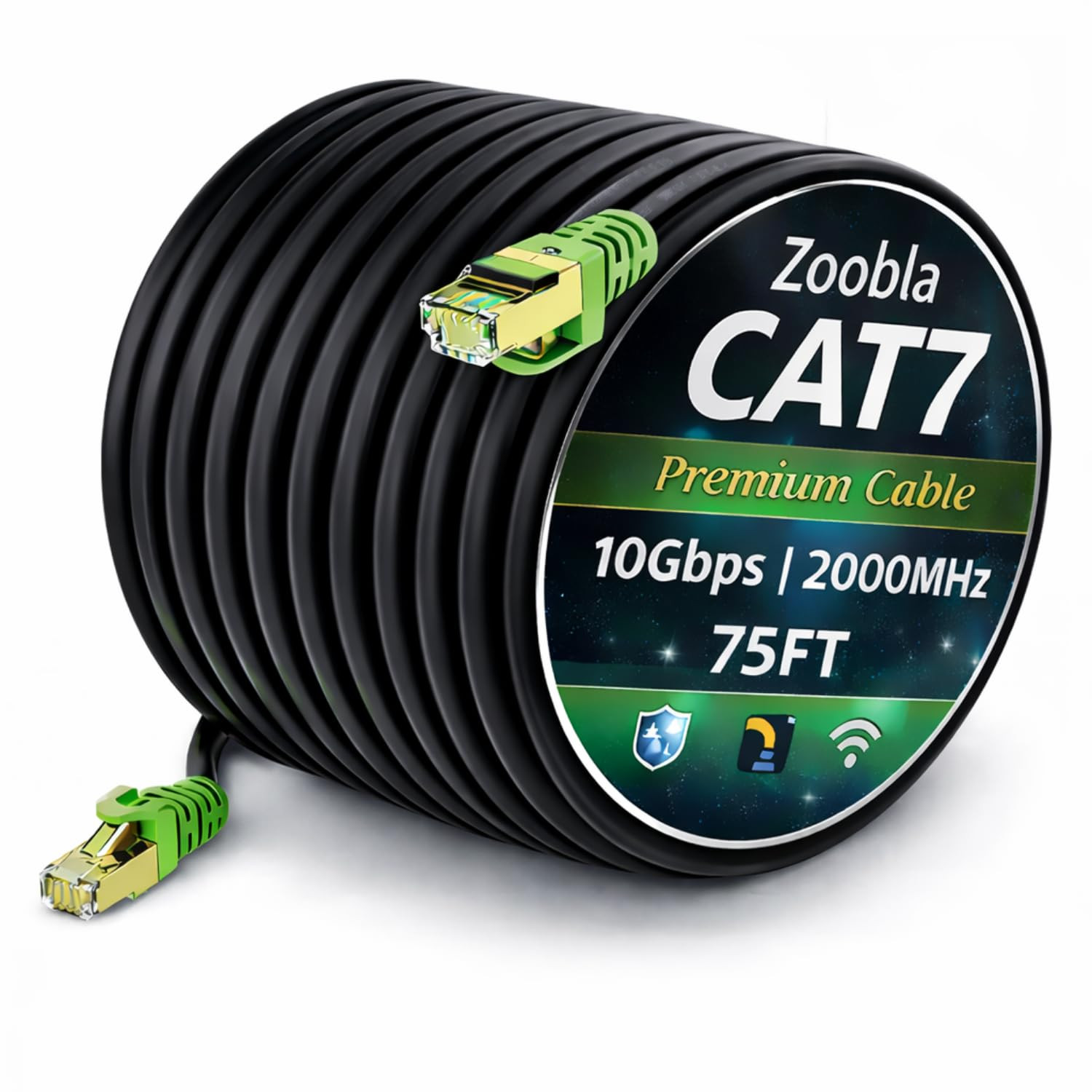 Cat7 SFTP Ethernet Patch Cord 150Ft – 100% Pure Copper LAN Cable, Double Shielde