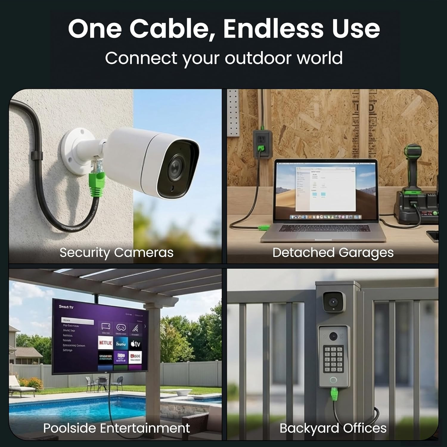 Cat6 Ethernet Cable 150Ft, Outdoor Direct Burial Cat 6 Cable 24AWG High Speed up