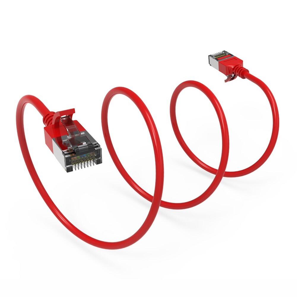 0.5FT Cat8 RJ45 Network LAN Ethernet U/FTP Shielded Patch Cable Slim 30AWG Red