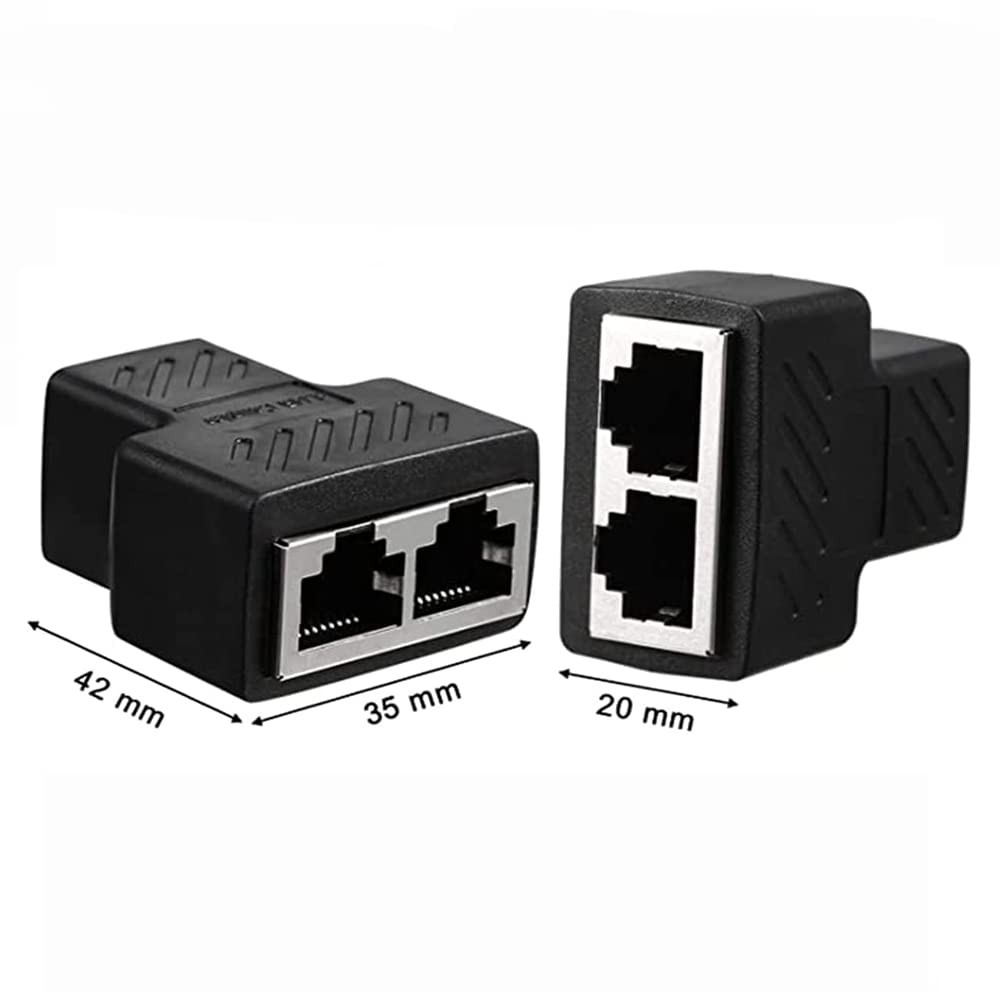 RJ45 Network Splitter Adapter, RJ45 1 to 2 Port Dual Female Socket Ethernet C…
