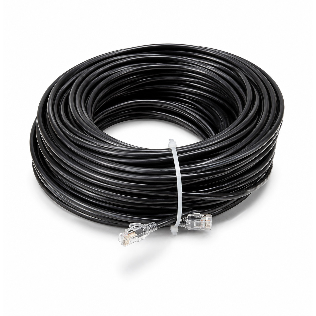 CAT6A Shielded Outdoor Direct Burial UV Patch Cable 10G SOLID COPPER Black 175FT