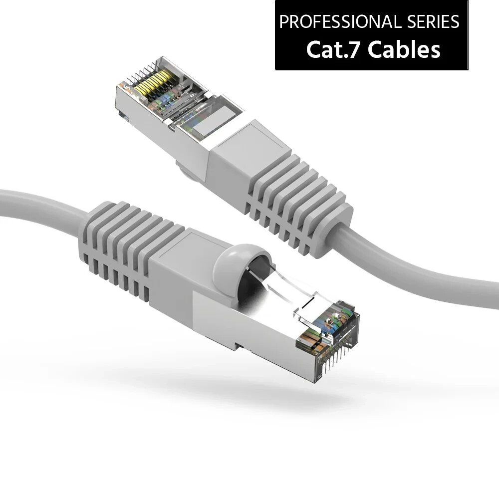 12Ft CAT7 Shielded (SSTP) 600MHz Ethernet Network Booted Cable Gray