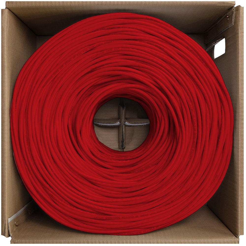 CAT6 Cable CMR Copper Riser UTP 23 AWG 250 MHz Ethernet – 1000 Ft Red Bulk