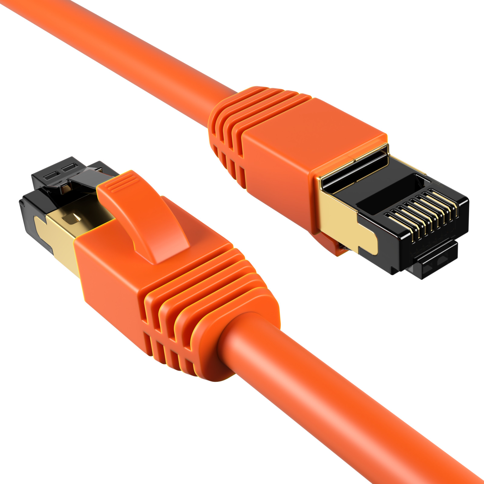 CAT8 Orange STFP Ethernet Cable 40Gbps 2GHz Copper LAN Wire 0.5FT-75FT Multi LOT