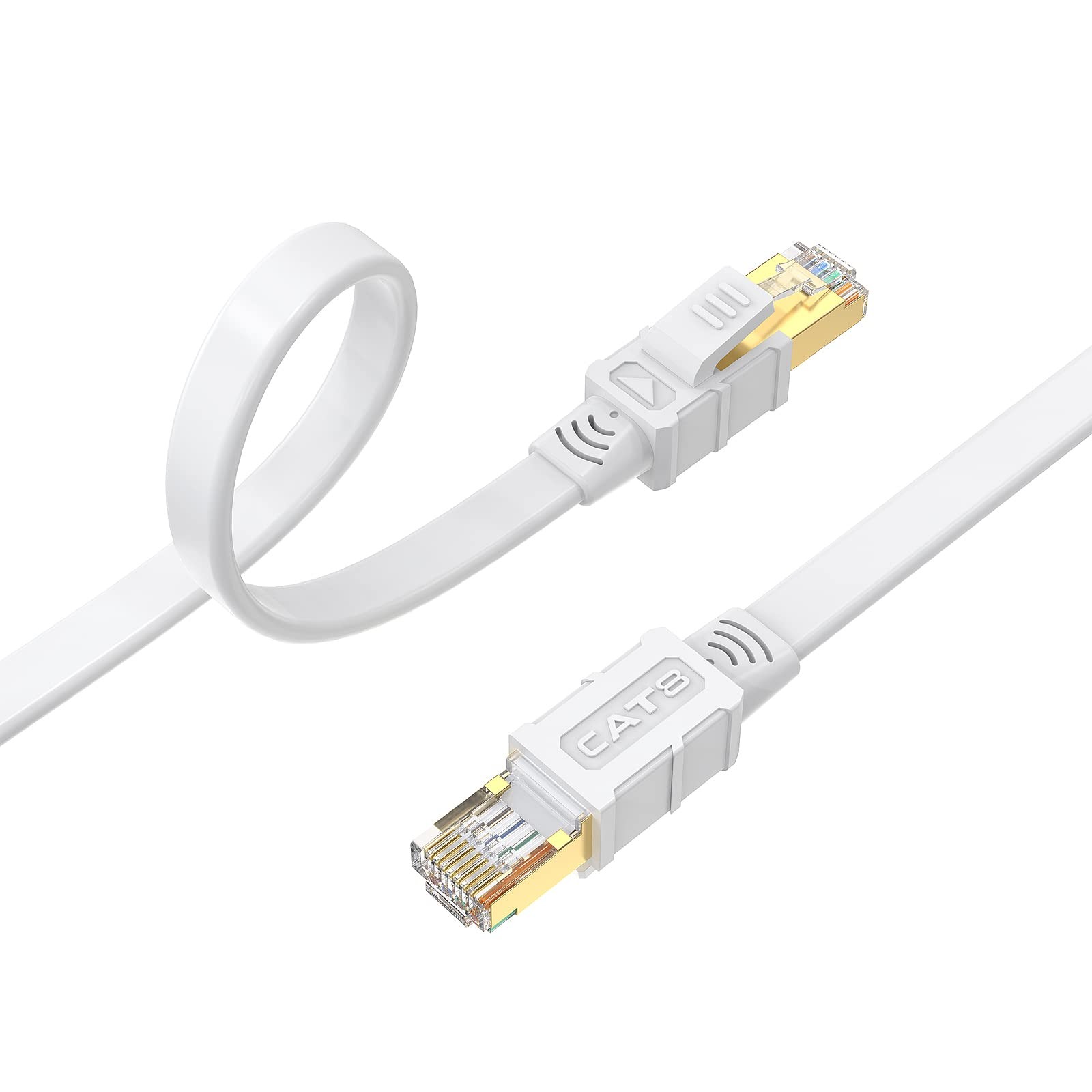 Cat8 Ethernet Cable 15ft High Speed Flat Internet Lan Cable 40gbps 2000mhz With