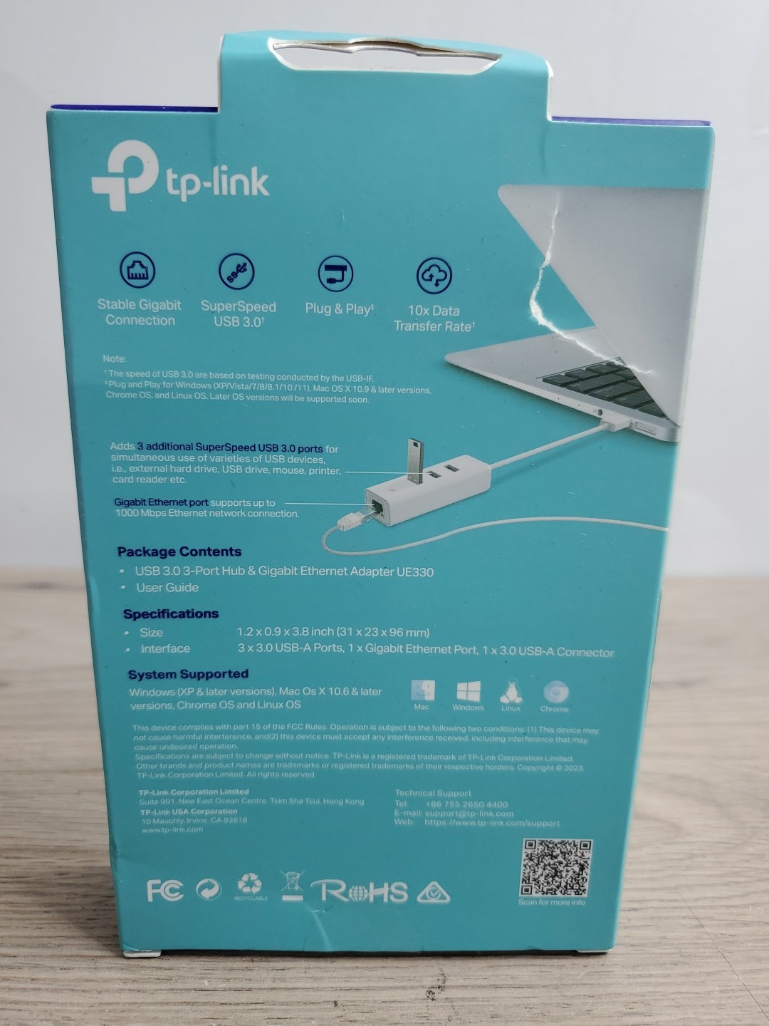 Genuine tp.Link UE330 USB 3.0 3-Port Hub and Gigabit Ethernet Adapter