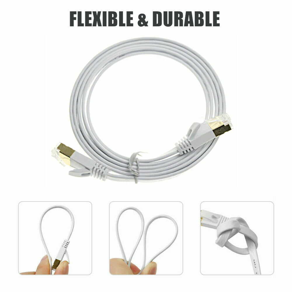Cat7 3FT RJ45 Ethernet Ultra Flat Patch Network LAN Shielded Internet Cable Cord