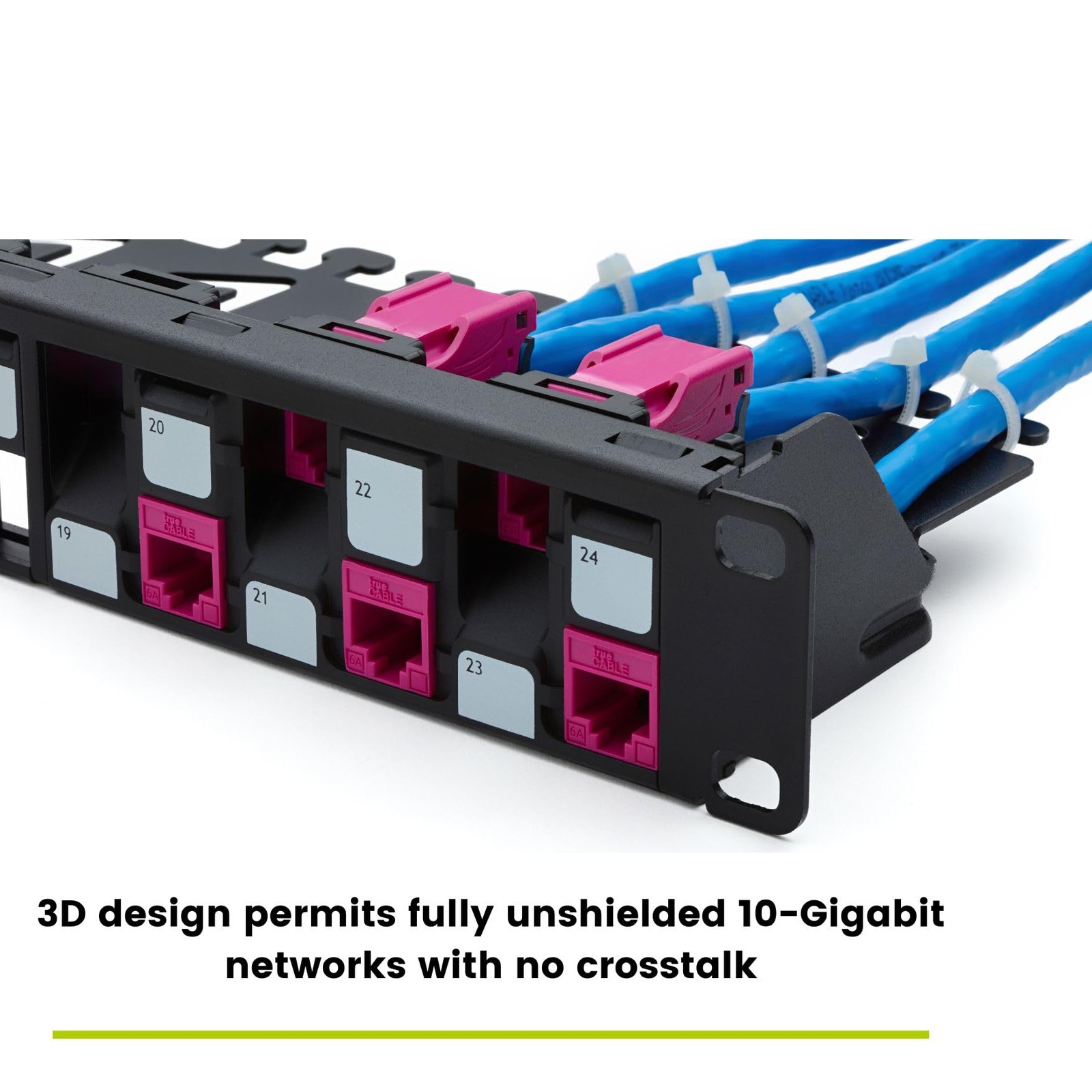trueCABLE 3-D Staggered 24 Port 19” Toolless Modular Patch Panel, Unshielded,…