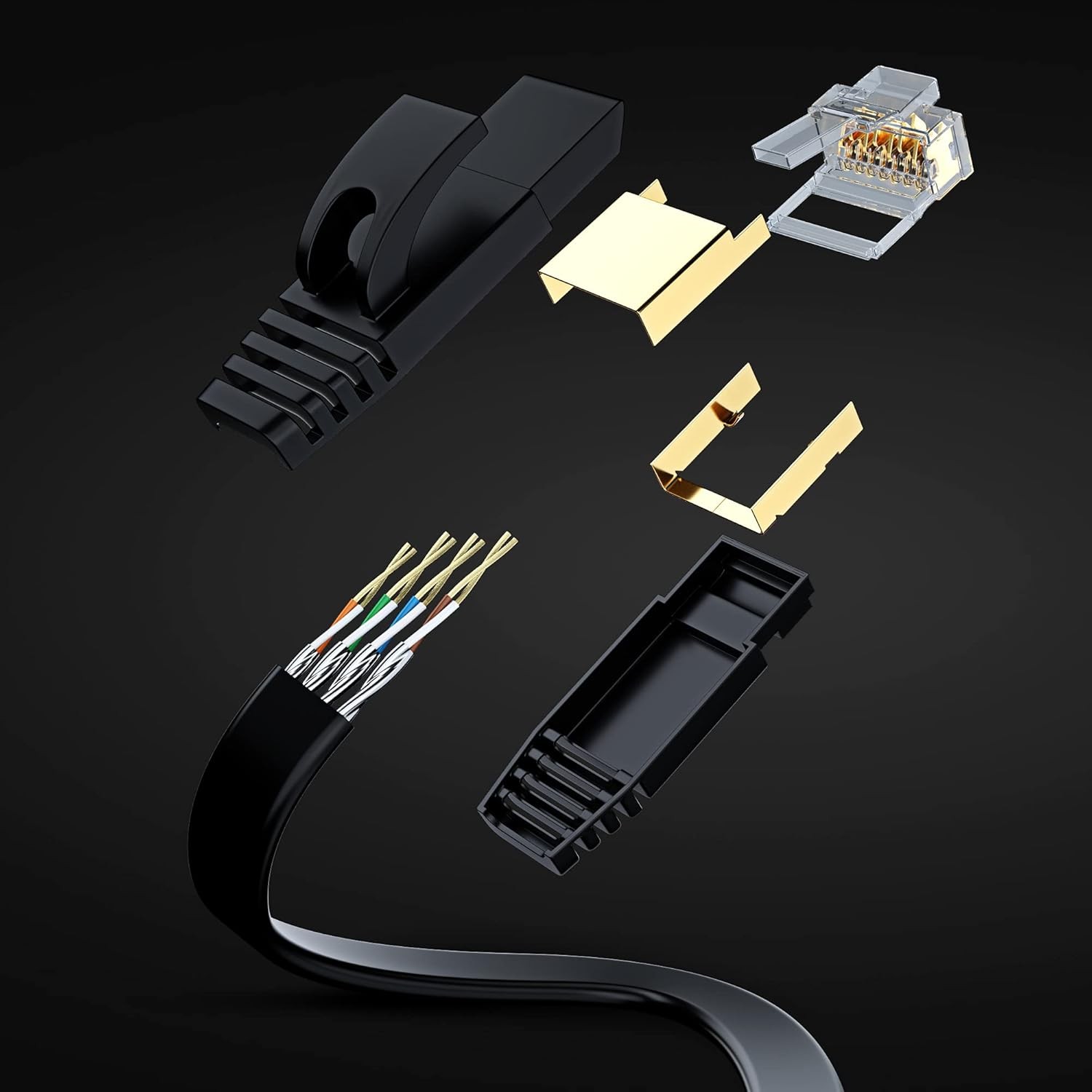 Cable CAT7 Flat Ethernet Cable, 5 Pack 100 Feet, Multicolor
