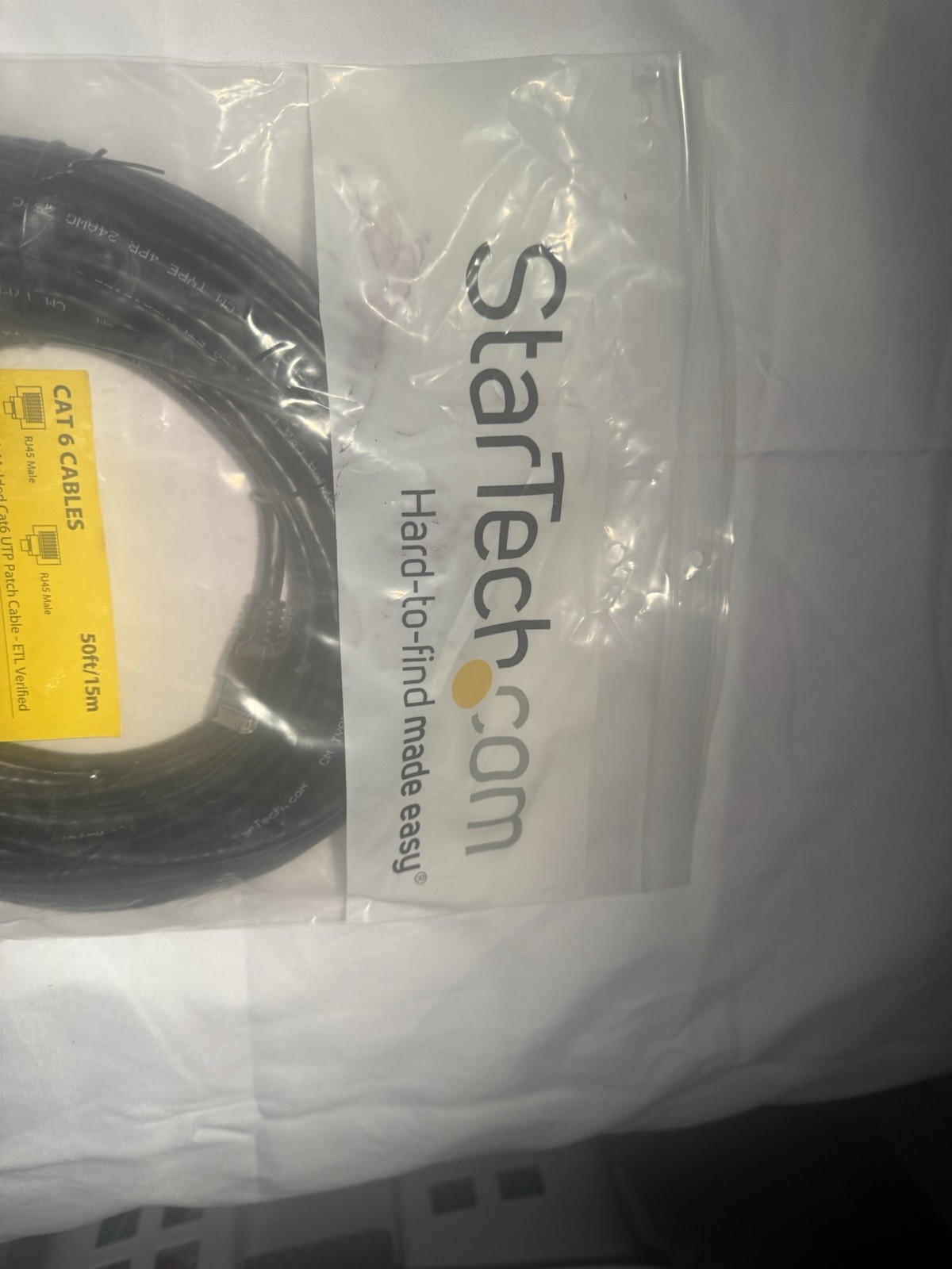 StarTech Cat 6 Ethernet Patch Cable RJ-45 Male 50ft/15m Black Round