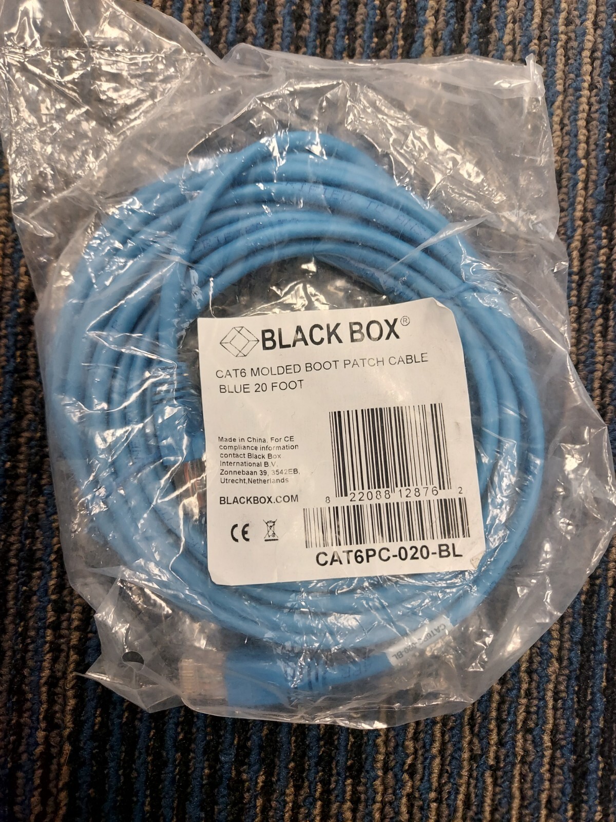 Black Box Cat6 20ft Patch Cable CAT6PC-020-BL, Blue (2 Pack)