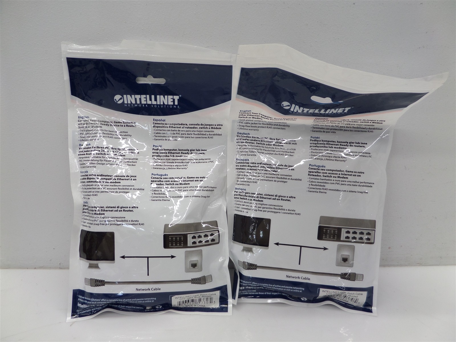 Lot Of 2 Intellinet Cat6 Networking UTP Patch Cable 14ft 5m