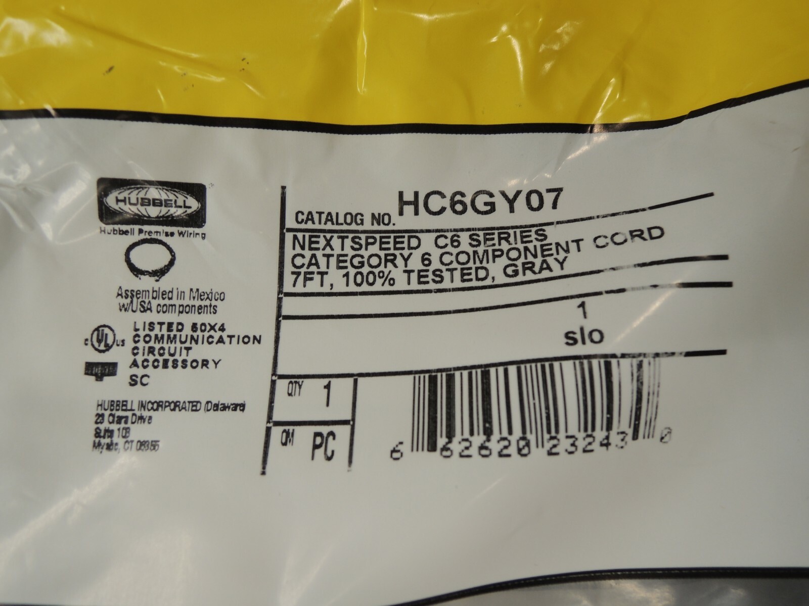 (10) Hubbell HC6GY07 NEXTSPEED Universal Category 6 Patch Cord, 7′ Length, Gray