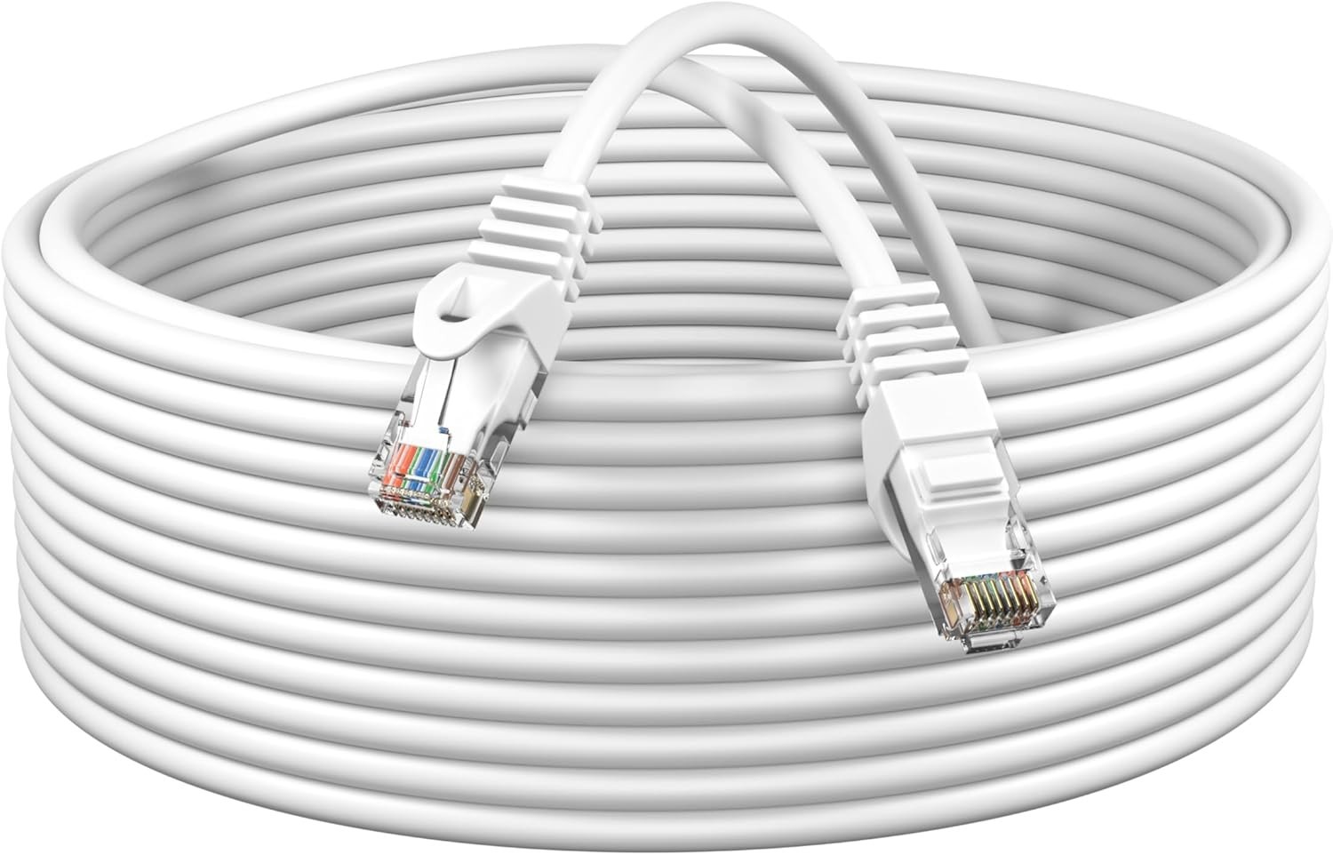 Cat6 Ethernet Cable Network Wire Internet Patch, White 15ft,20ft,25ft, 30ft,50ft