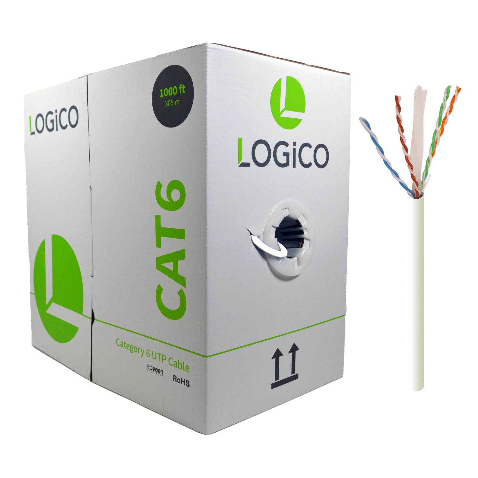 CAT6 Bulk White Communication Ethernet Network 1000′ Feet 23 AWG Pull Box Cable