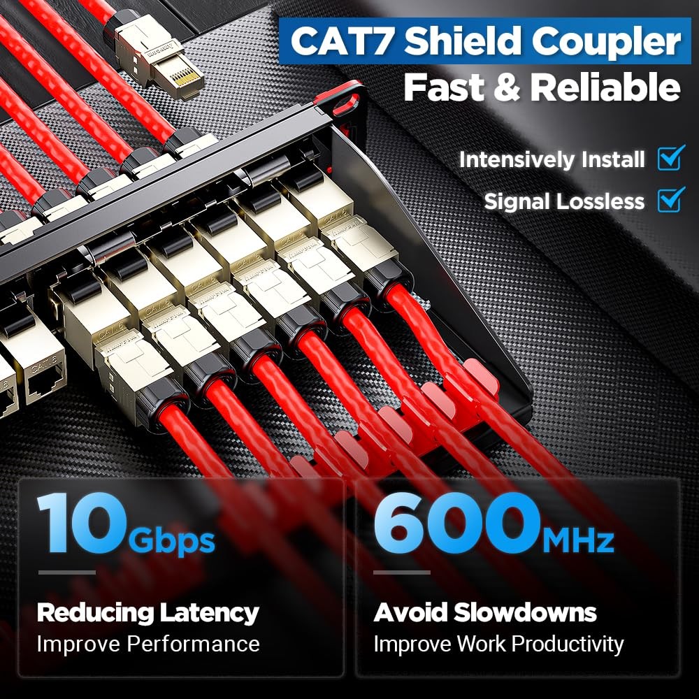 12 Pack Cat7 Inline Coupler RJ45 STP Keystone Jack Shielded Female to Female