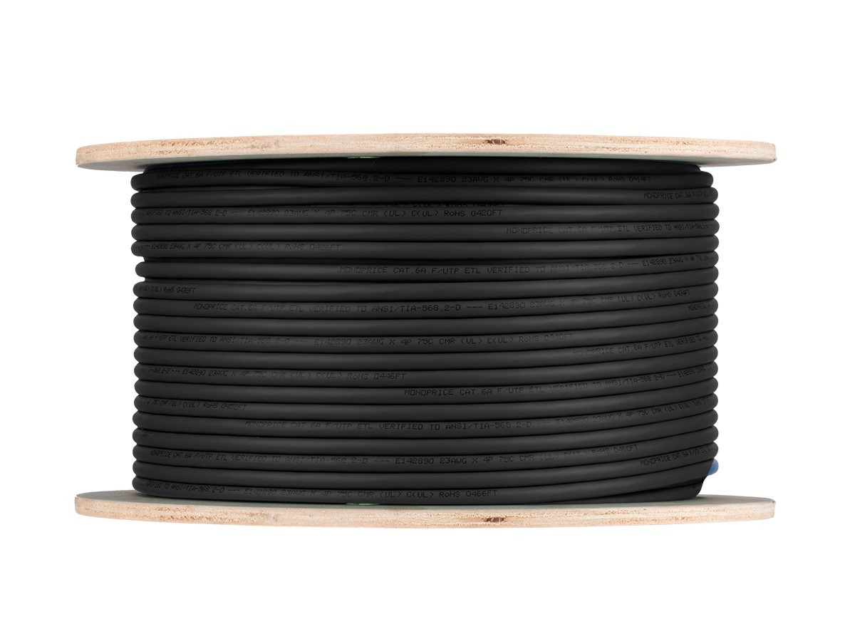 Monoprice Cat8 Cable 250ft Bulk Black 22AWG 40G For Ethernet Switch Modem Router