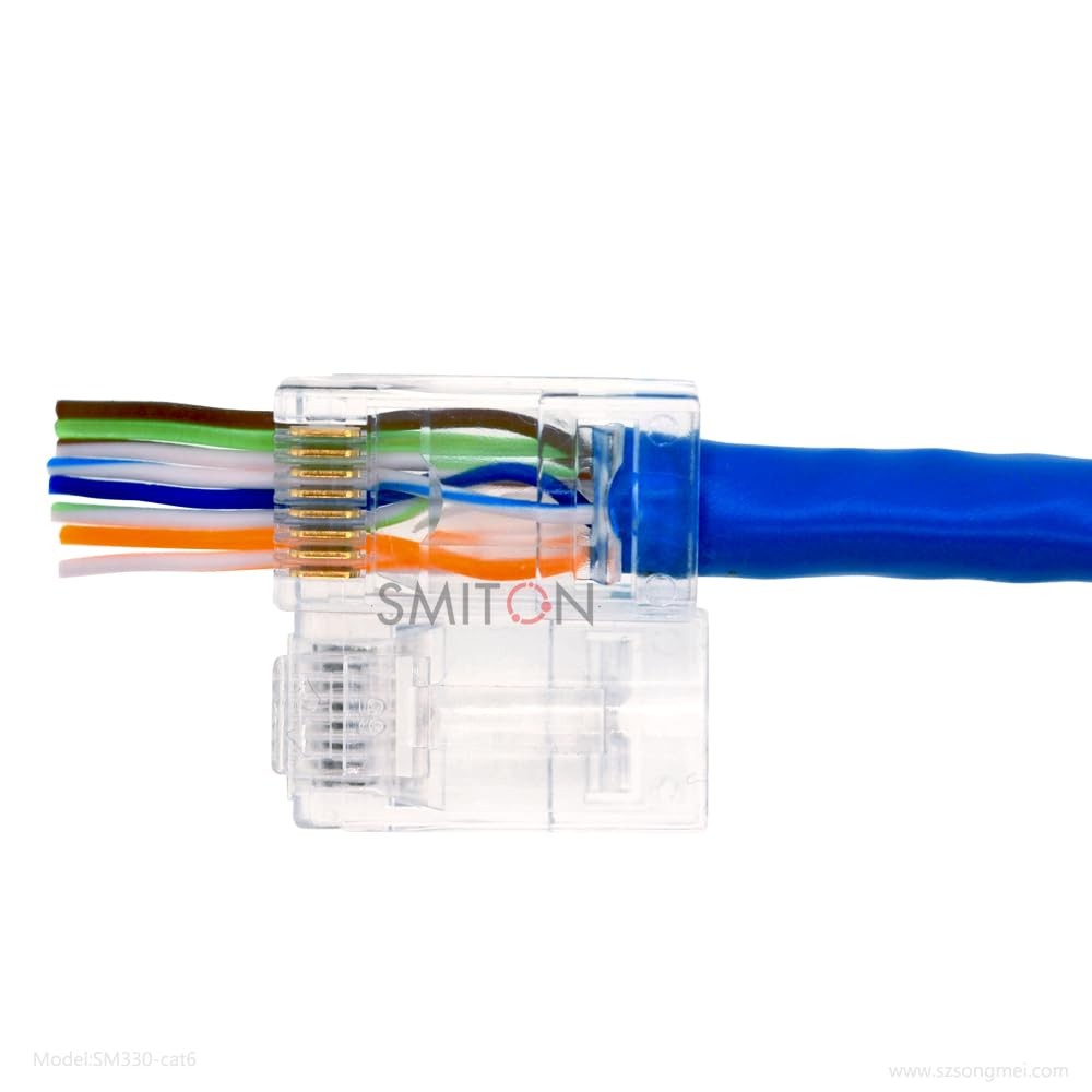 100 PCS RJ45 Cat6 Pass Through Connectors 8P8C UTP Ethernet Network Plug