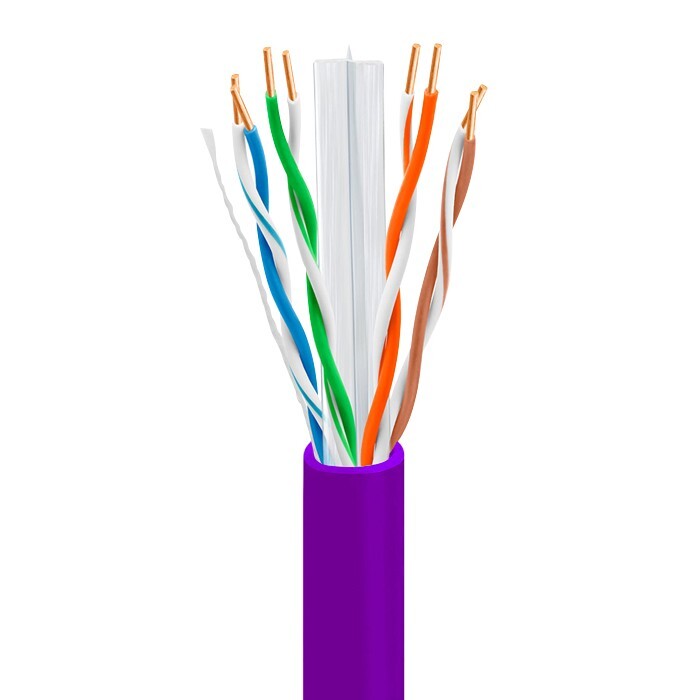 Bulk Cat 6 1000ft Cable Solid Plenum CMP Rated 550 Mhz 23 Awg Cable Purple