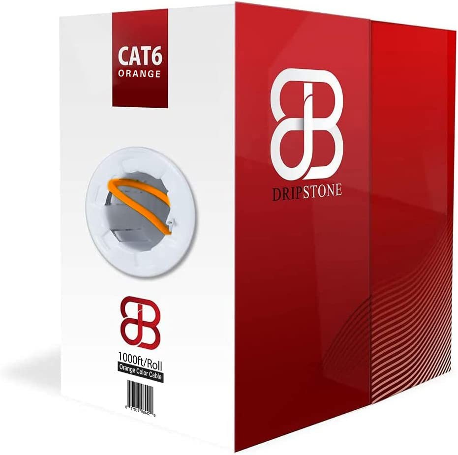 CAT6 Ethernet Cable 1000ft Bulk Network LAN Wire 23AWG Solid UTP 550MHz Orange